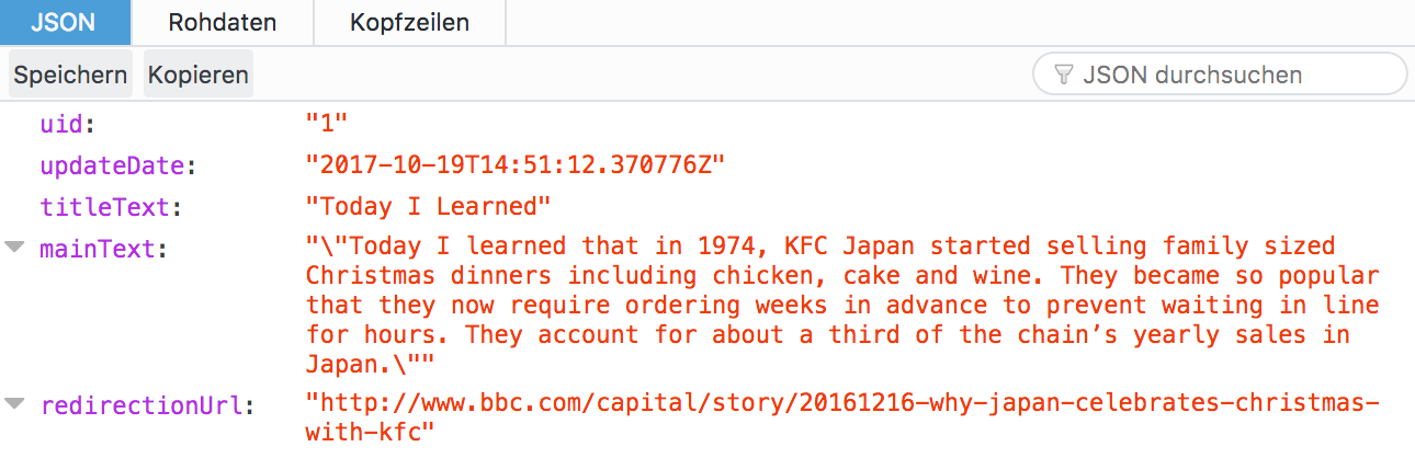 Testing the invoke URL in a Browser returns the correct response